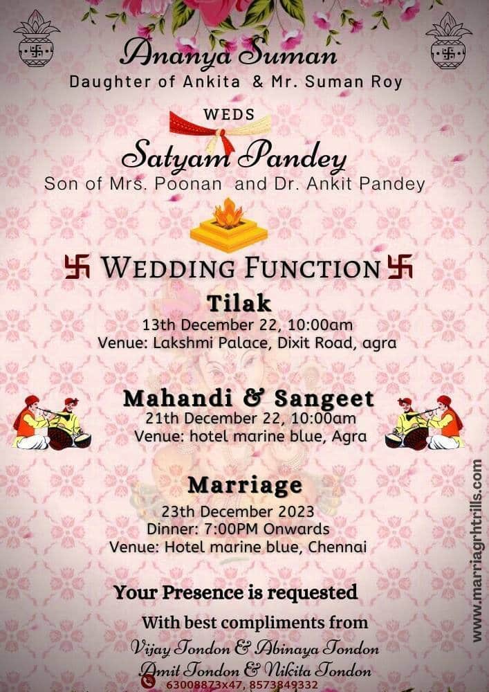 marriage invitation card format in english pdf
