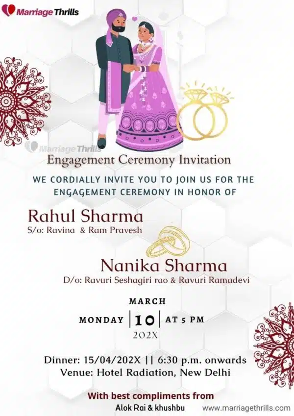 Pastel theme engagement invitation card background.